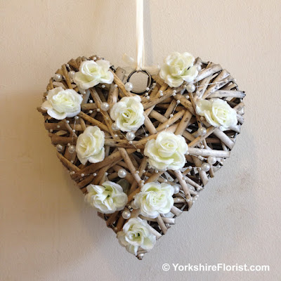  Shabby Chic Love Heart With Roses and Pearls