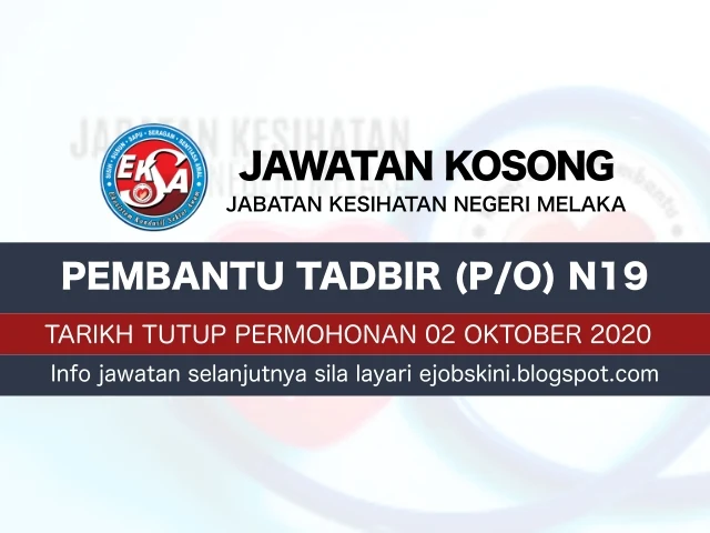 Jawatan Kosong Jabatan Kesihatan Negeri Melaka Oktober 2020