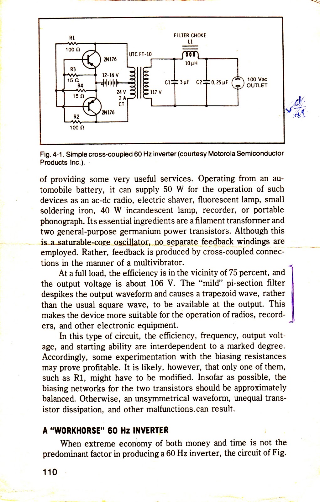 Simple Inverter Circuit - The Above Circuit Was Inspired From The Following Design By Motorola - Simple Inverter Circuit