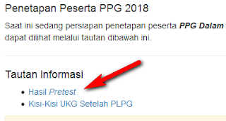 rekan guru yang telah melakukan pretest selesai tahun  Hasil Pretest 2018 Sudah Keluar, Cek di http://ap2sg.sertifikasiguru.id/pub/index.php