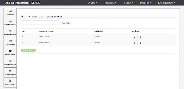 Source Code Program PHP MySQL Percetakan Berbasis WEB CI