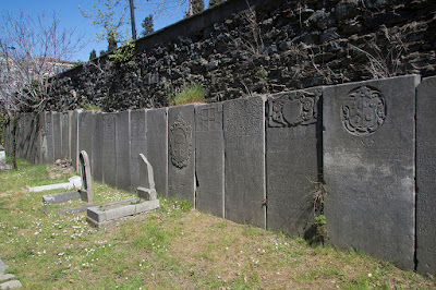 Tombstones from the earlier Protestant cemetery in Istanbul's former Grand Champs des Morts