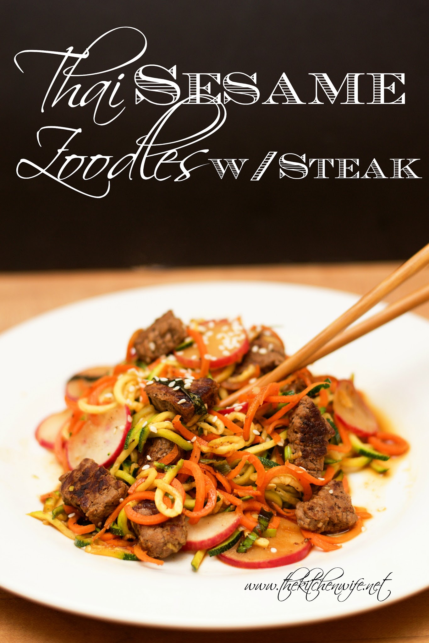 Thai Sesame Zoodle Bowl with Steak Recipe 