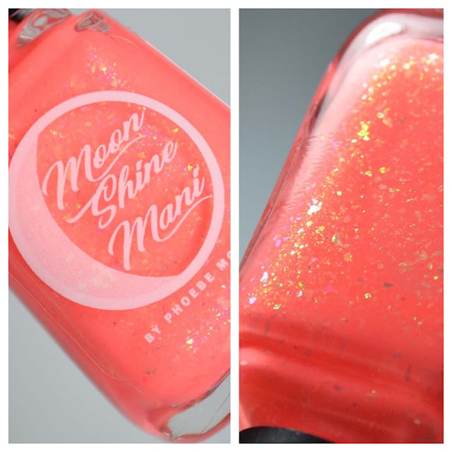 coral flakie nail polish in a bottle