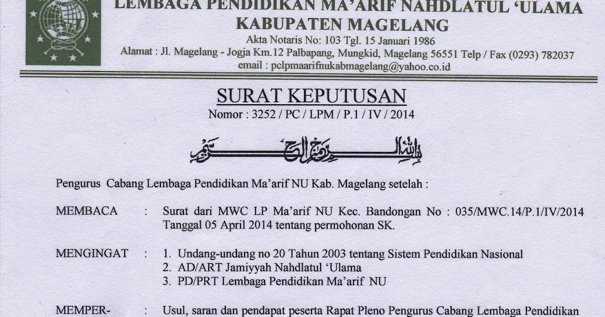 CONTOH SURAT PENGANGKATAN KEPALA SEKOLAH - -:7313:-