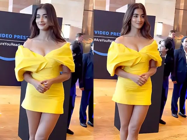 Actress Pooja Hegde Photoshoot Pics in Yellow Dress