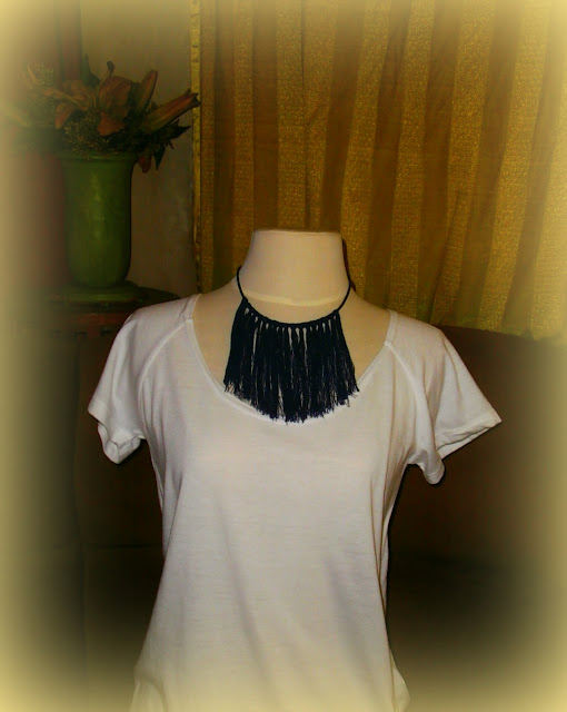 Denim Fringe Necklace