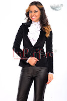 Sacou cambrat catifea neagra cu un nasture (MBG Collection)