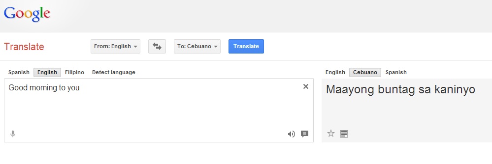 Google Translate now available in Cebuano