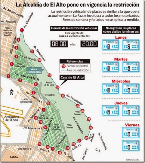 El Alto: 560 personas vigilarán el inicio de la restricción vehicular