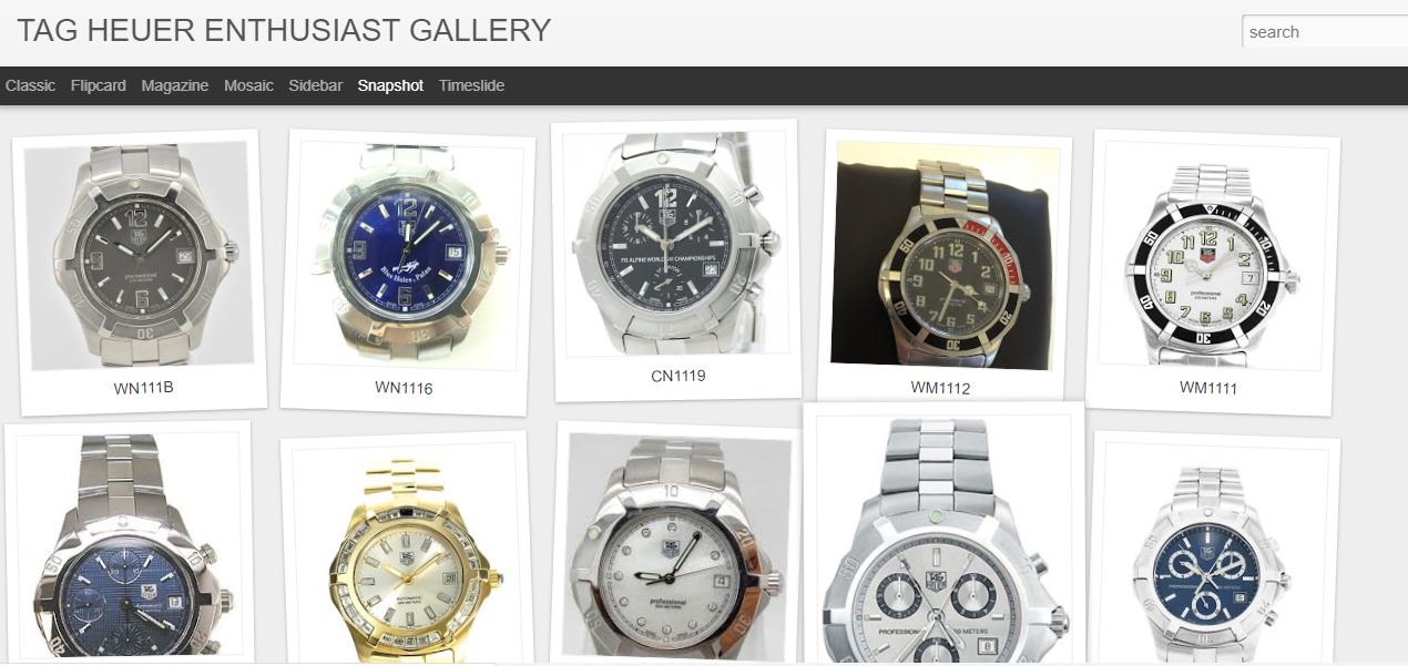 TAG HEUER ENTHUSIAST NEW PAGE TAG Heuer Part Number List Menu
