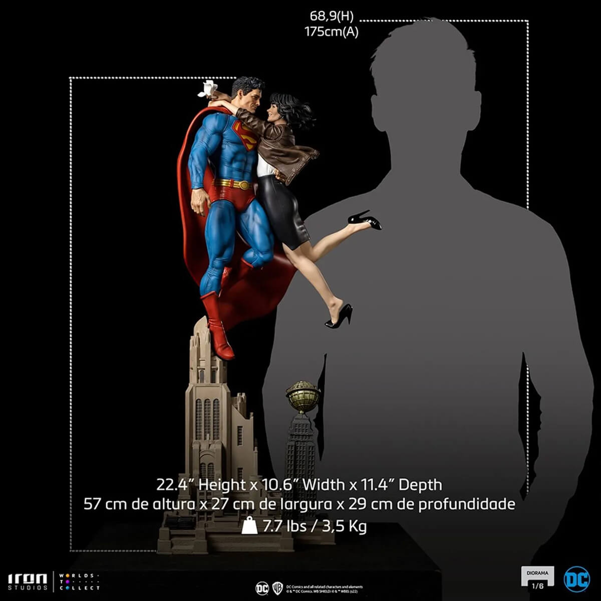 O amor está no ar no diorama Superman e Lois Lane da Iron Studios