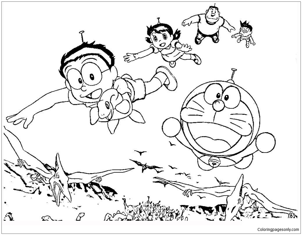 Kumpulan Sketsa Gambar Mewarnai Hitam Putih Kartun Sizuka Doraemon