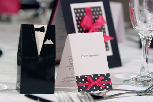 black and hot pink wedding