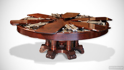 This unique and amazing table is capable of automatically doubling its  seating capacity w Expandable Round Dining Table The Fletcher Capstan Table