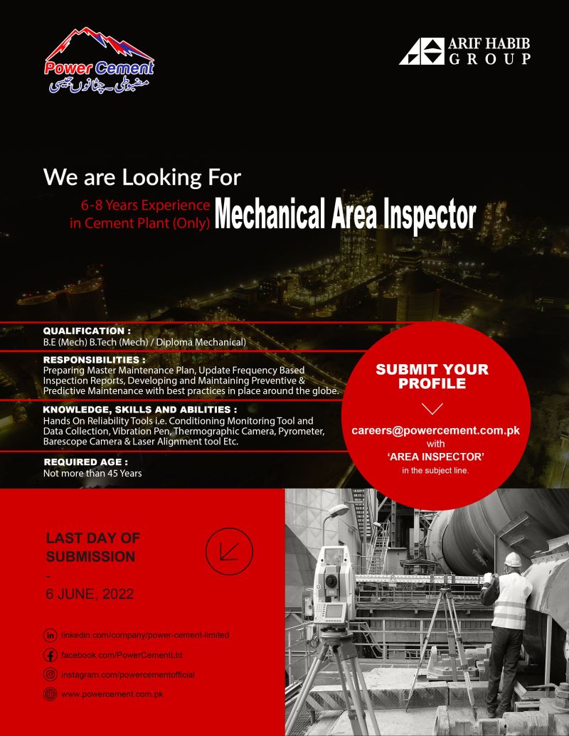 POWER CEMENT Jobs For Mechanical Area Inspector