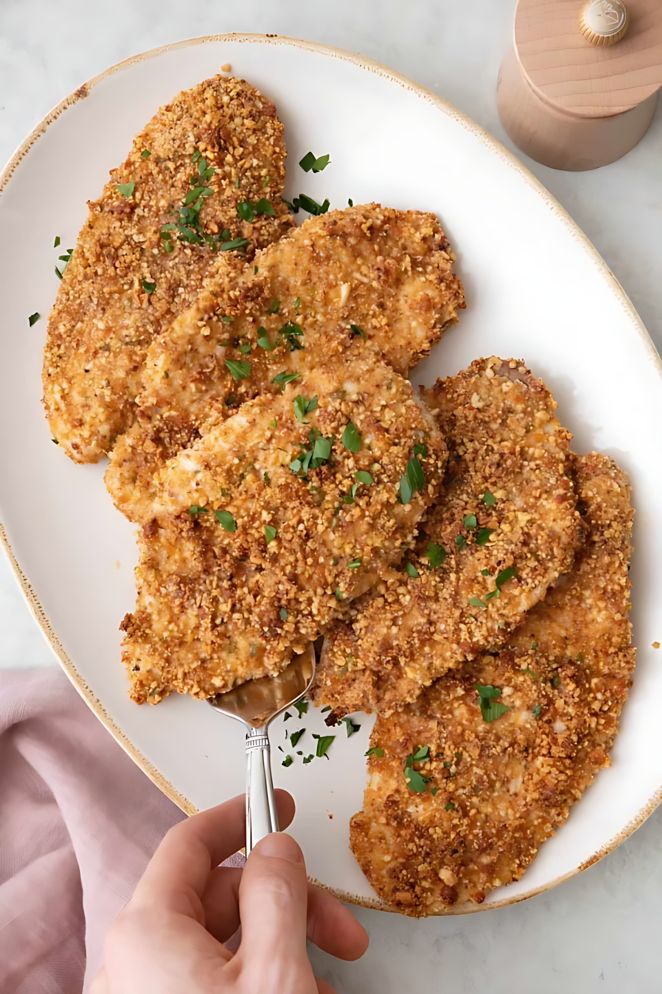 Almond-Crusted Chicken With Lemon Zucchini Noodles