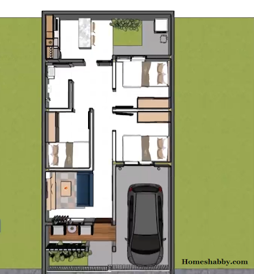 Desain dan Denah  Rumah  Minimalis Ukuran 6 x 12 m Dengan 3 