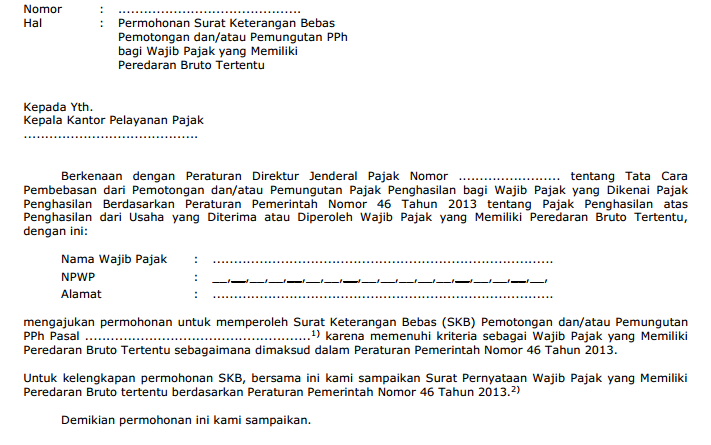 contoh surat permohonan skb untuk wajib pajak pp46 contoh surat