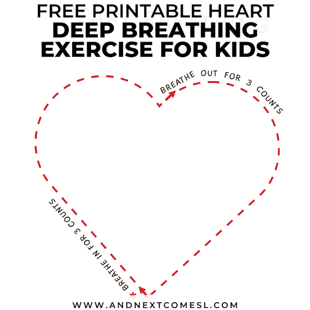 Valentine's Day themed breathing exercise for kids with free printable poster