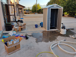 Emptying out the pool shed