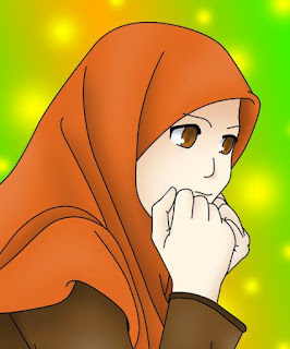 Animasi kartun muslimah bersedih