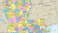 Louisiana Map With Parishes And Cities