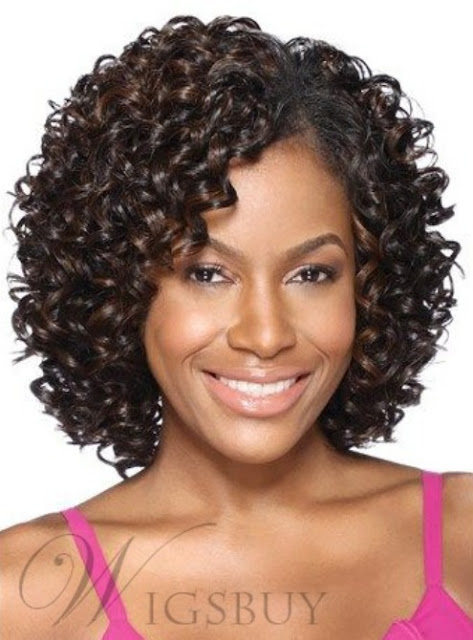 Synthetic Kinky Curly Middle Length Lace Front Women Wigs 12 Inches-Price:$69.29