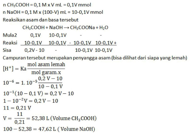 Berapa volume larutan NaOH 0,1 M dan CH3COOH 0,1 M yang diperlukan