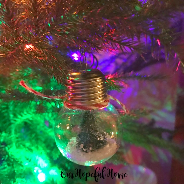 clear diy ornament snow globe bottle brush tree faux snow