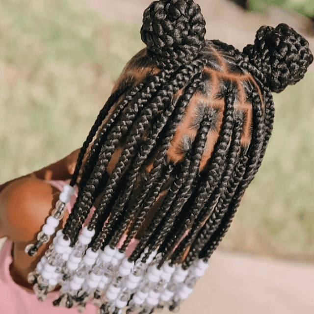 Braided Hairstyles For Little Black Girl With Beads.