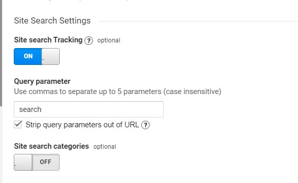 Site search tracking