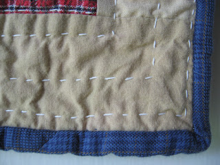 quilt binding from plaid shirt