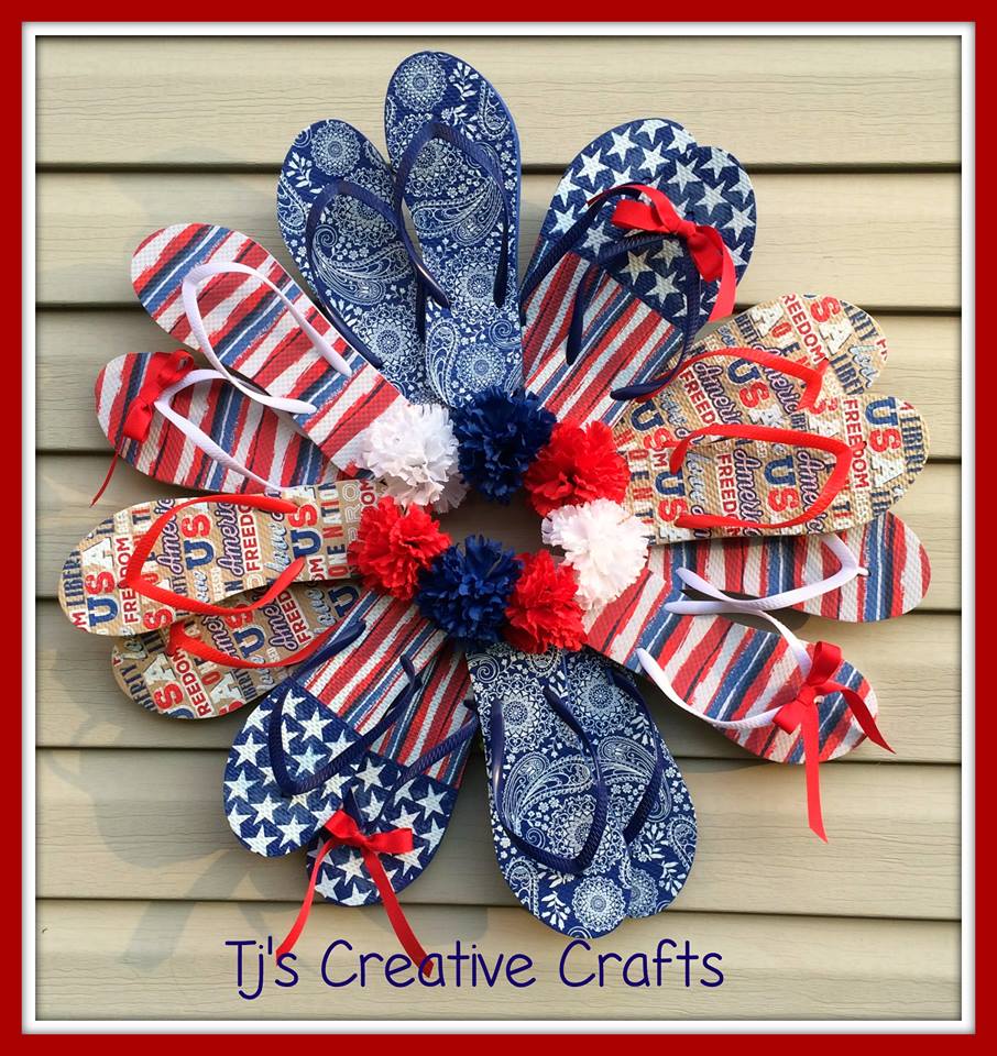 A Day In The Life With Tj Diy Dollar Store Patriotic Flip Flop Wreath Tutorial