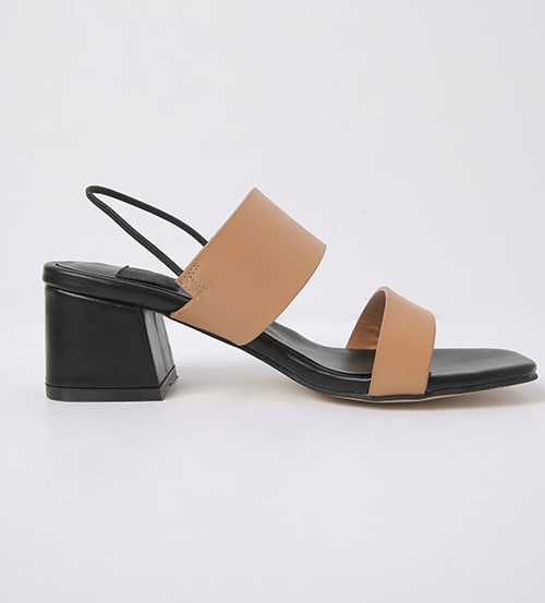 Block Heel Slim Slingback Strap Sandals