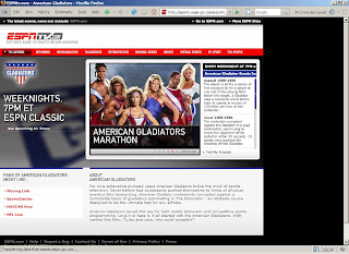 Screenshot of ESPN Classic's American Gladiator page
