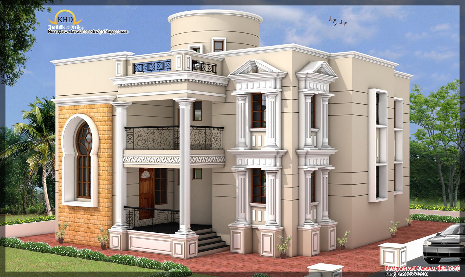 House Elevation  3881 sq ft  Kerala home design and floor plans