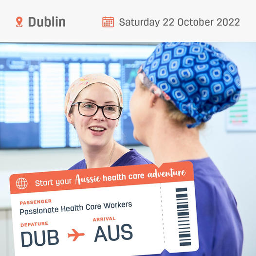 JOBS: Start your Aussie health care adventure $10,000 (AUD) financial relocation assistance | Healthcare Job Fair at RDS on Saturday 22 October - Monday 24 October