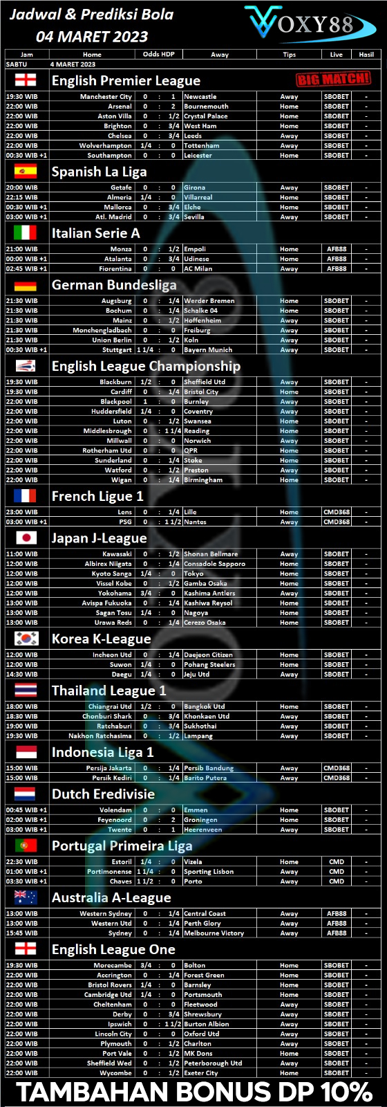 Jadwal bola hari ini