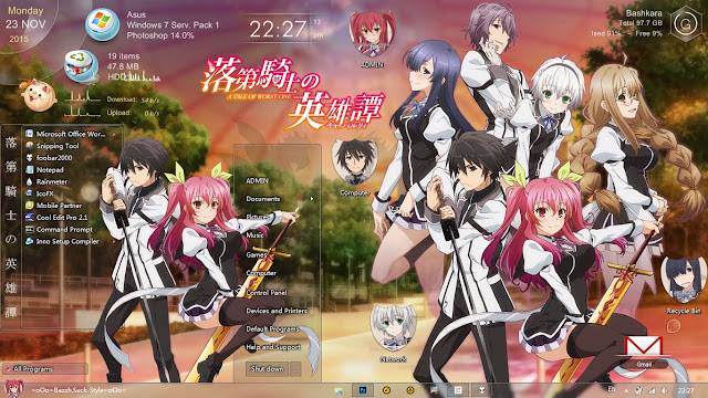 Theme Windows 7 Rakudai Kishi no Cavalry By Bashkara