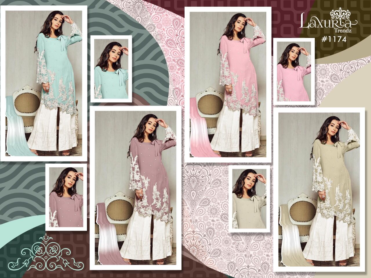 Article 1174 Laxuria Trendz Readymade Plazzo Style Suits Manufacturer Wholesaler