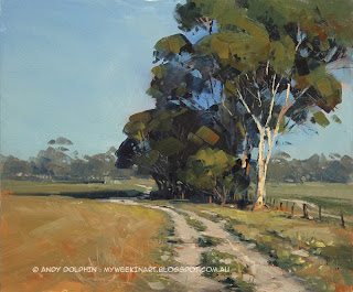 Salmon Gum tree, Newdegate - plein air oil painting landscape Andy Dolphin