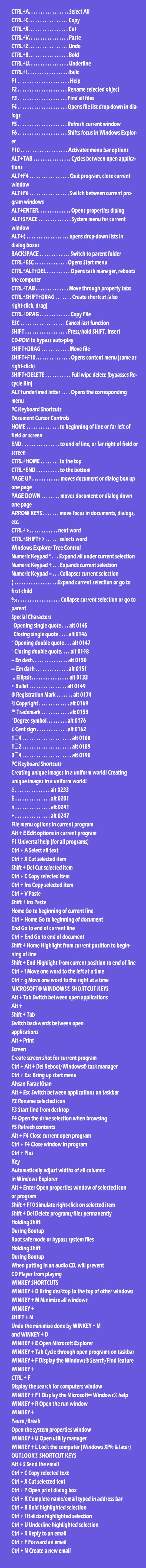 Computer shortcut keys 200+