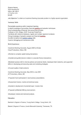 Investment Banking Associate Resume