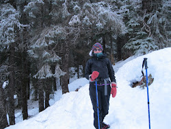 Judy hiking and it's COLD!