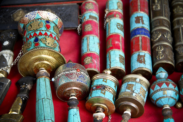 handheld turquoise prayer wheel, 