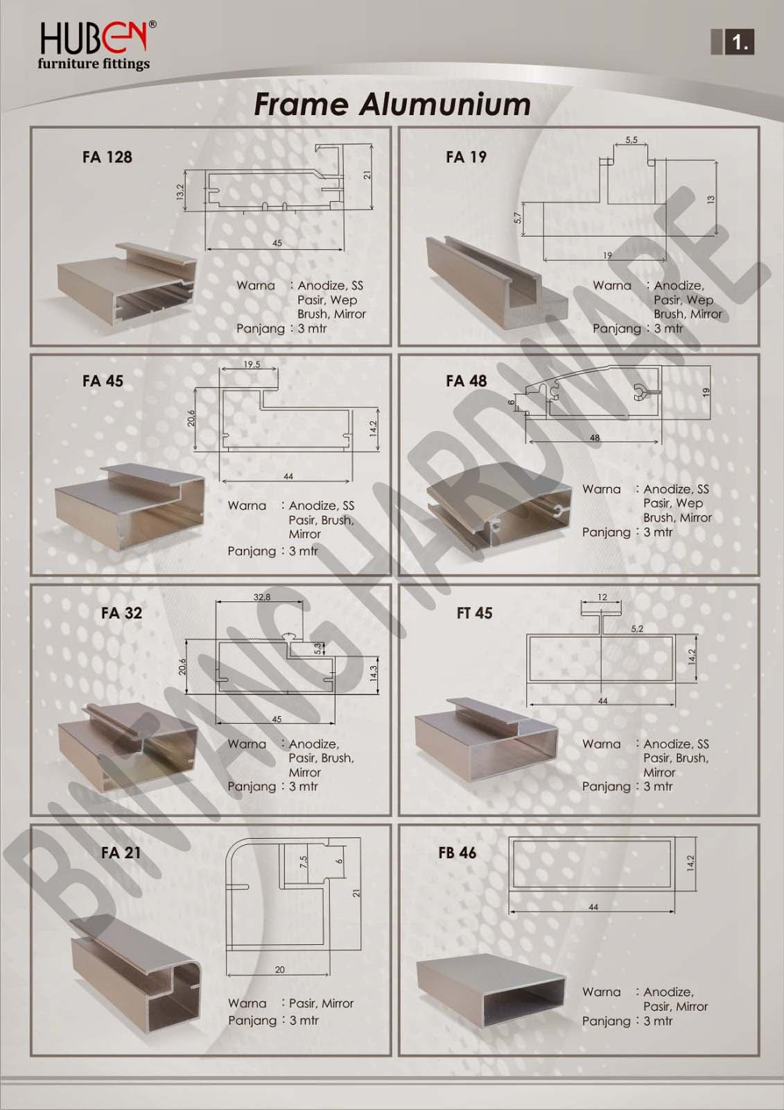 Frame Aluminium Merk Huben Bintang Hardware Jual 