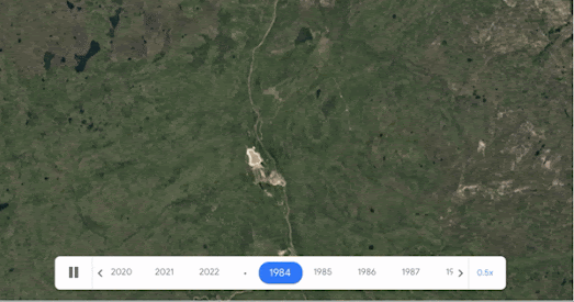 a timelapse of satellite images showing mining in Alberta, Canada