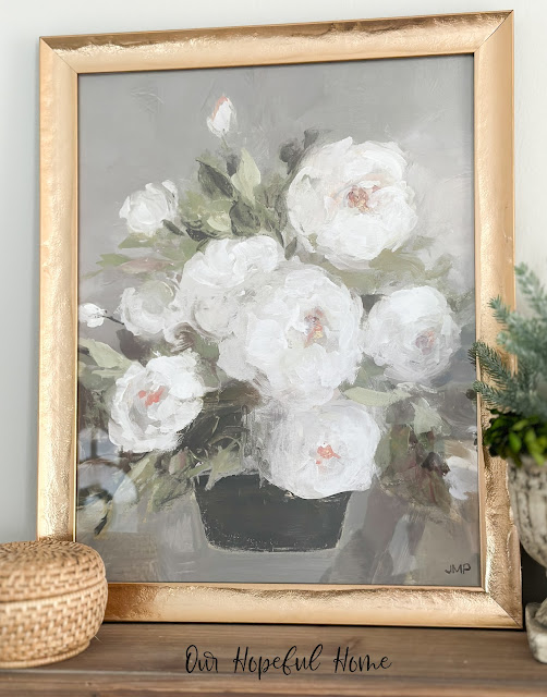 white painted  flowers gold frame decor