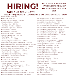 URGENT REQUIREMENT – LEADING OIL & GAS EXPAT COMPANY | OMAN